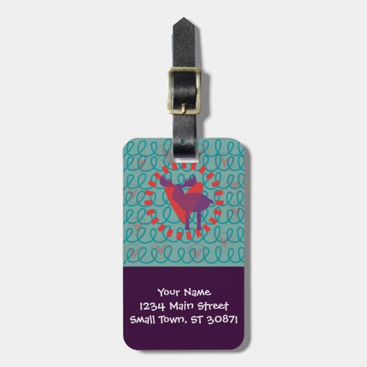 Ik hou van Moose Heart Doodle Natuur Lover Design Bagagelabel (Voorkant verticaal)