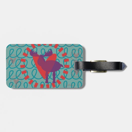 Ik hou van Moose Heart Doodle Natuur Lover Design Bagagelabel (Achterkant horizontaal)