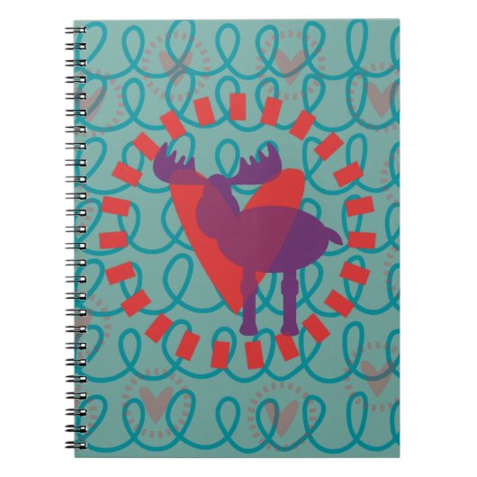 Ik hou van Moose Heart Doodle Natuur Lover Design Notitieboek (Voorkant)