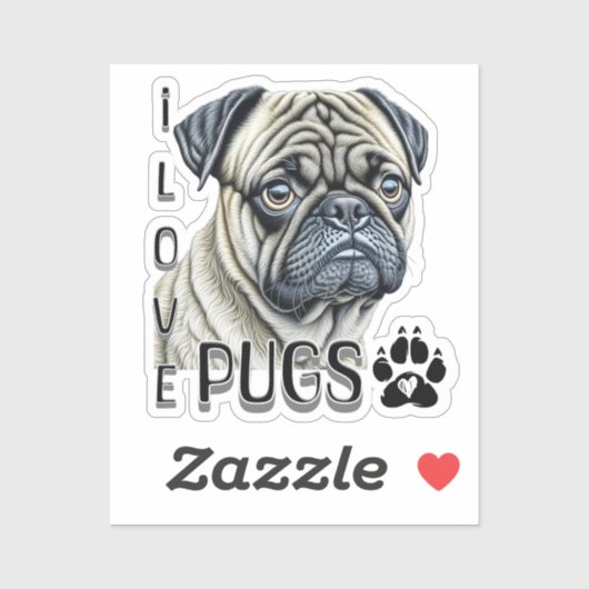 Ik hou van mopjes | Schattigee hondenbezitters Sticker (Vel)