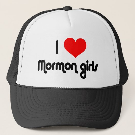 Ik hou van Mormon meisjes Trucker Pet (Voorkant)