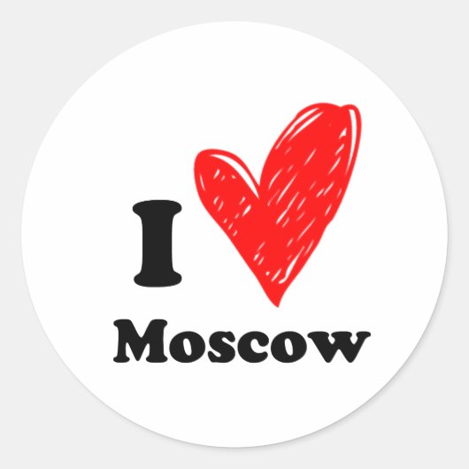 Ik hou van Moskou Ronde Sticker (Voorkant)