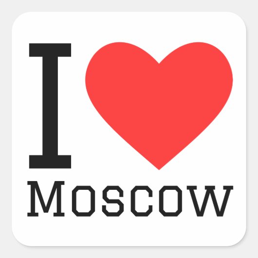 Ik hou van Moskou Vierkante Sticker (Voorkant)
