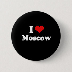 Ik hou van Moskou Witte shirt Ronde Button 5,7 Cm