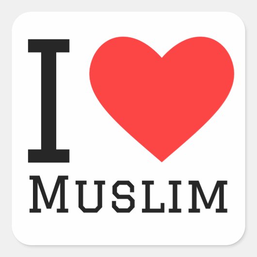 Ik hou van moslims vierkante sticker (Voorkant)