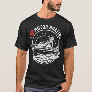 Ik hou van motorboot Embleem Funny Boat Liefhebber T-shirt