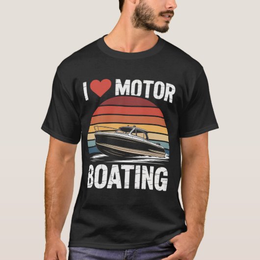 Ik hou van motorbootvaren bootvaarder t-shirt (Voorkant)