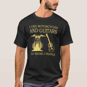 Ik hou van motorfietsen en gitaar en misschien 3 m t-shirt