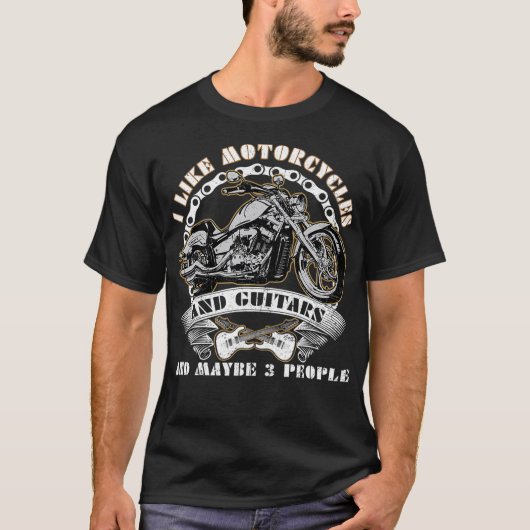 Ik hou van motorfietsen en gitaren en misschien 3  t-shirt (Voorkant)