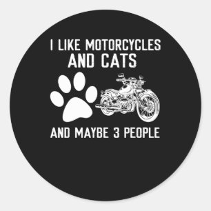 Ik hou van motorfietsen en katten grappige kunstge ronde sticker