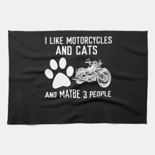 Ik hou van motorfietsen en katten grappige kunstge theedoek