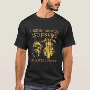 Ik hou van motorfietsen en Vist en misschien 3 men T-shirt