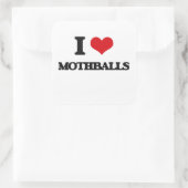 Ik hou van mottenballen vierkante sticker (Tas)