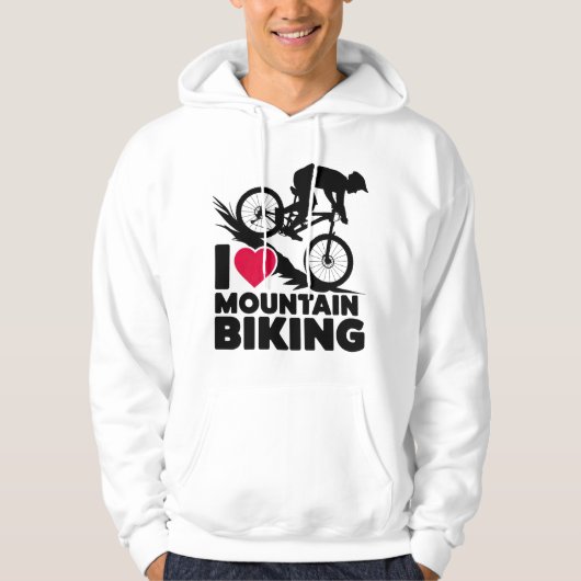 Ik hou van mountainbiken silhouet design hoodie (Voorkant)