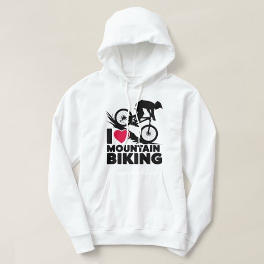 Ik hou van mountainbiken silhouet design hoodie (Design voorkant)