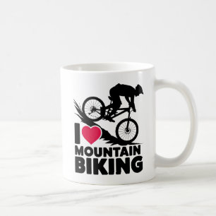 Ik hou van mountainbiken silhouet design koffiemok