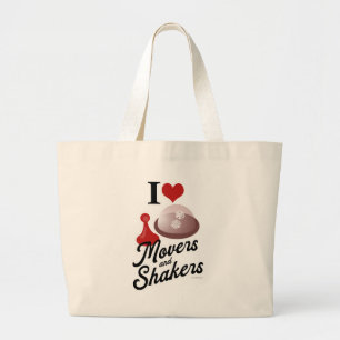 Ik hou van Movers en Shakers Fun Board Gamer Motto Grote Tote Bag
