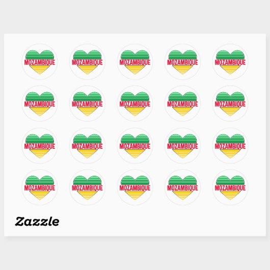 Ik hou van Mozambique, Mozambikaans hart Ronde Sticker (Vel)