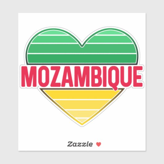 Ik hou van Mozambique, Mozambikaans hart Sticker (Vel)