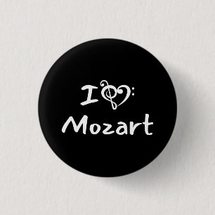 Ik hou van Mozart Klassieke Muziek Zwarte Tekst ha Ronde Button 3,2 Cm