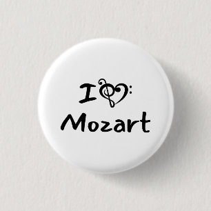 Ik hou van Mozart Klassieke Muziek Zwarte Tekst ha Ronde Button 3,2 Cm