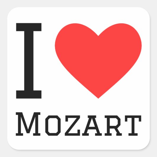 Ik hou van Mozart Vierkante Sticker (Voorkant)