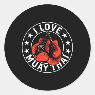 Ik hou van Muay Thai Martial Arts Bokser Hobby Ronde Sticker