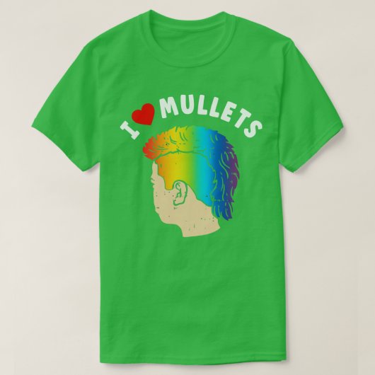 Ik hou van Mullets Grappige Mullet Rainbow Pride H T-shirt (Design voorkant)
