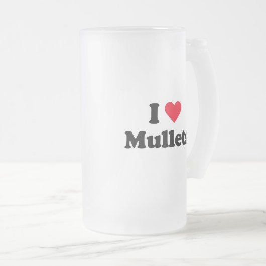Ik hou van mullets matglas bierpul (Voorkant rechts)