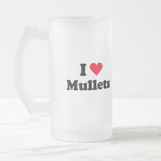 Ik hou van mullets matglas bierpul (Links)
