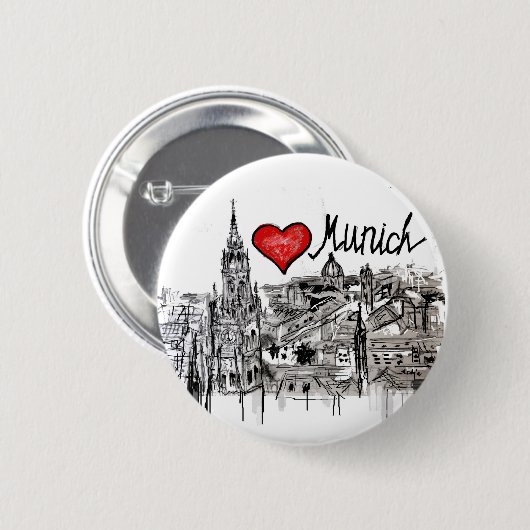 Ik hou van München Ronde Button 5,7 Cm (Voorkant /achterkant)