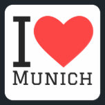 Ik hou van München Vierkante Sticker<br><div class="desc">Ik hou van münchen,  voor Duitsland liefhebbers</div>