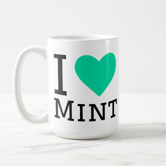 Ik hou van munt koffiemok (Links)