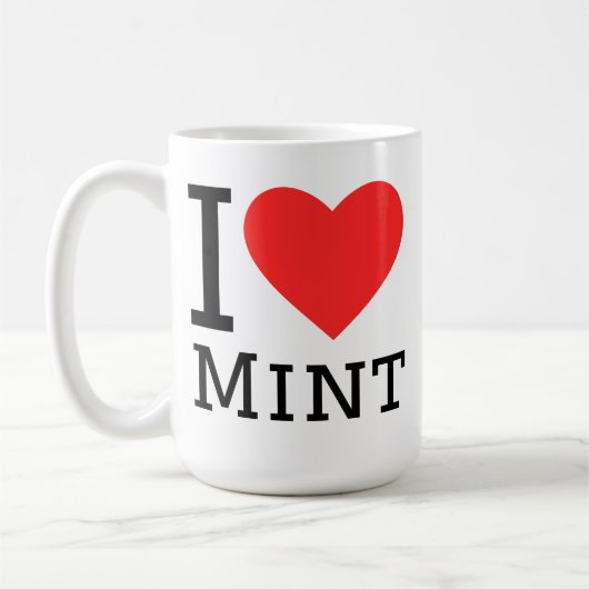 Ik hou van munt koffiemok (Links)