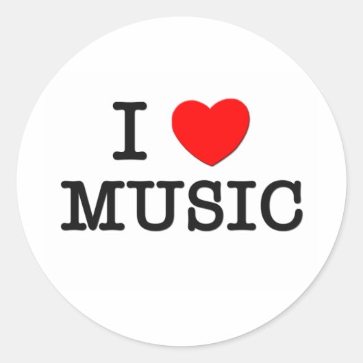 Ik hou van MUSIC Ronde Sticker (Voorkant)