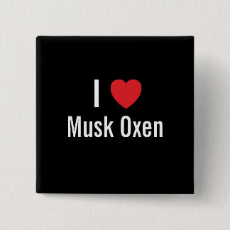 Ik hou van Musk Oxen Vierkante Button 5,1 Cm