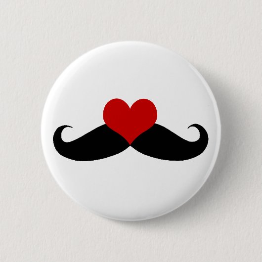 Ik hou van Mustaches Black en Red Button (Voorkant)