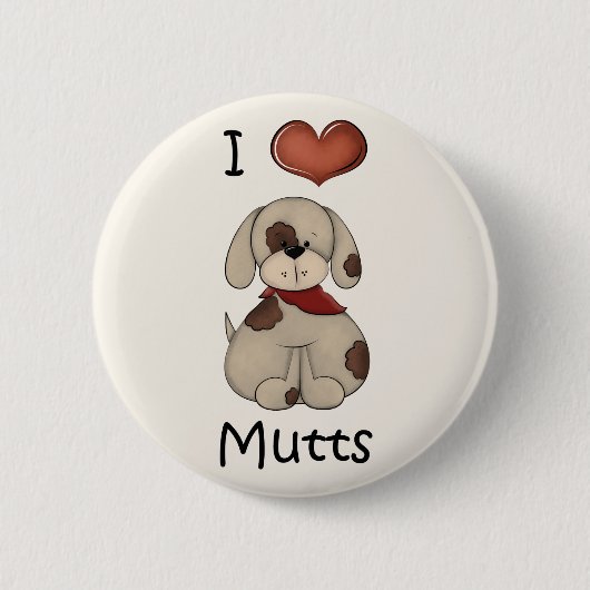 Ik hou van Mutts Boy Dog Button (Voorkant)
