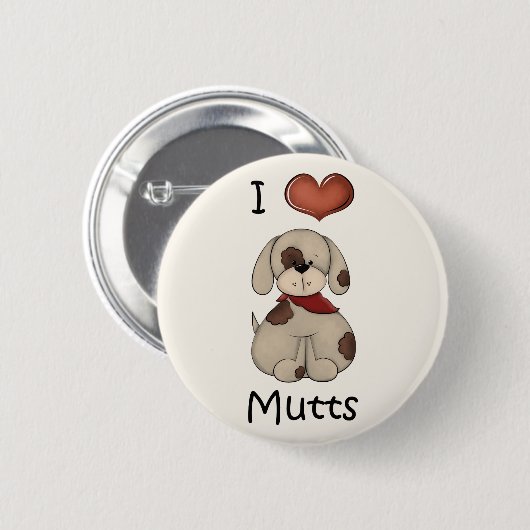 Ik hou van Mutts Boy Dog Button (Voorkant /achterkant)