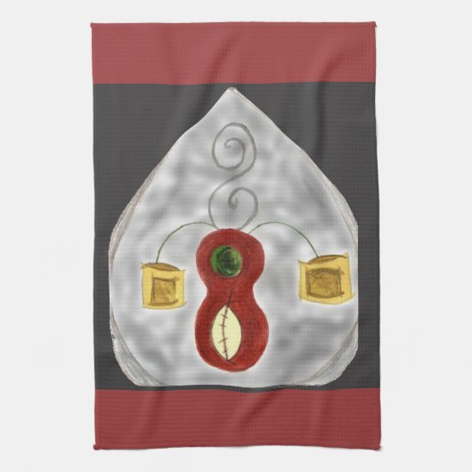 Ik hou van muziek Abstracte instrumenten keukenhan Theedoek (Verticaal)