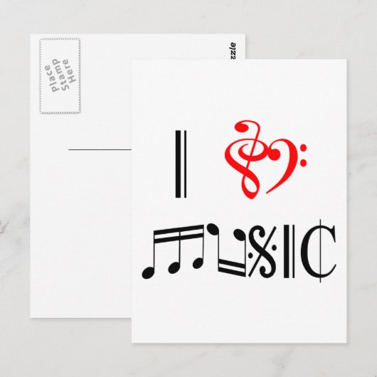 Ik hou van muziek briefkaart (Voorkant / Achterkant)