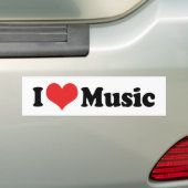 Ik hou van muziek bumpersticker (Op auto)