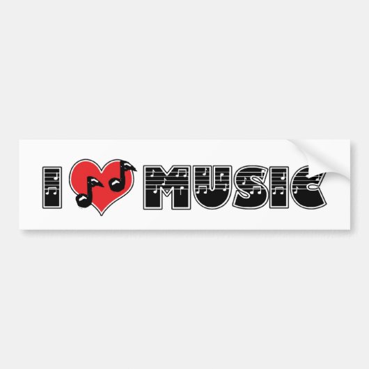 Ik hou van muziek bumpersticker (Voorkant)