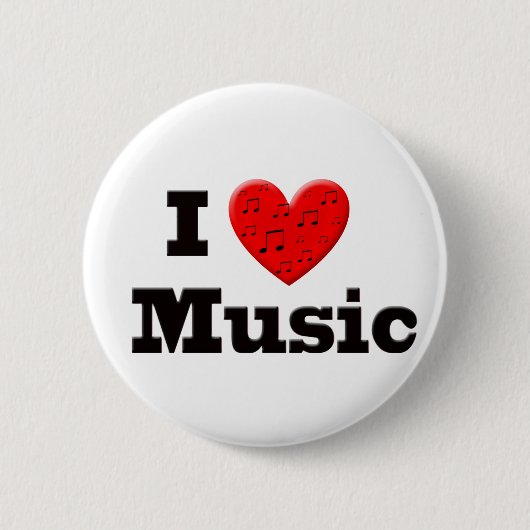 Ik hou van muziek en hart ronde button 5,7 cm (Voorkant)
