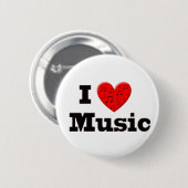 Ik hou van muziek en hart ronde button 5,7 cm (Voorkant /achterkant)
