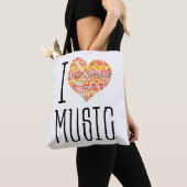 Ik hou van muziek geel Sinaasappel Mandala hart Tote Bag (Dichtbij)