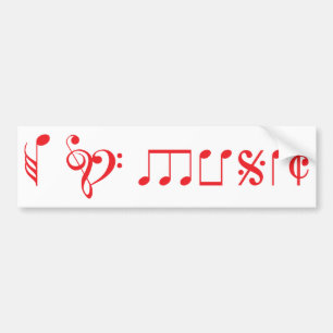 Ik hou van muziek, geschreven met muzieknoten bumpersticker