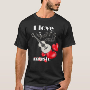 Ik hou van muziek, gitaar en hart t-shirt