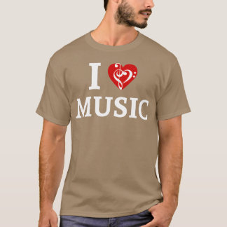 Ik hou van muziek hart retro t-shirt