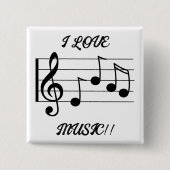 IK HOU VAN MUZIEK!! Knop Vierkante Button 5,1 Cm (Voorkant)